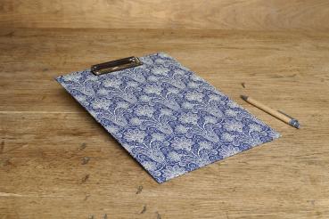 Preview: Dark blue clipboard with practical clip rail handmade in Germany